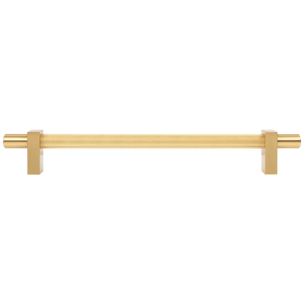 96 mm Center-to-Center Satin Nickel Larkin 3 Knurled Center Cabinet Bar Pull