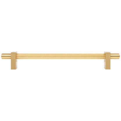96 mm Center-to-Center Satin Nickel Larkin 3 Knurled Center Cabinet Bar Pull