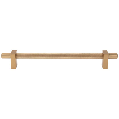 96 mm Center-to-Center Satin Nickel Larkin 3 Knurled Center Cabinet Bar Pull
