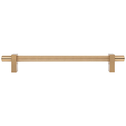 96 mm Center-to-Center Satin Nickel Larkin 3 Knurled Center Cabinet Bar Pull