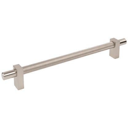 96 mm Center-to-Center Satin Nickel Larkin 3 Knurled Center Cabinet Bar Pull