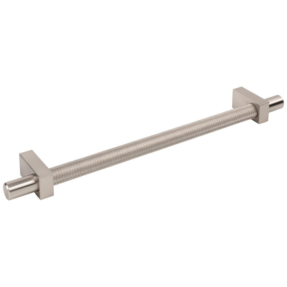 96 mm Center-to-Center Satin Nickel Larkin 3 Knurled Center Cabinet Bar Pull