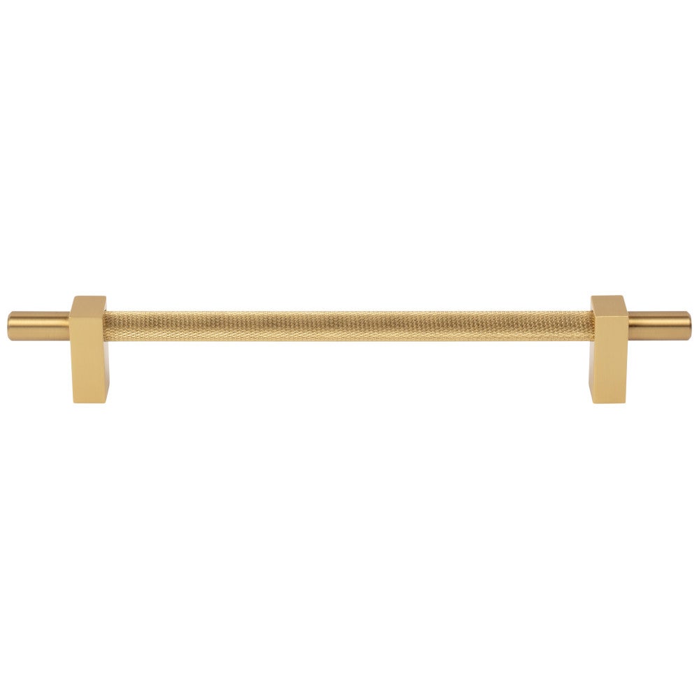 96 mm Center-to-Center Satin Nickel Larkin 3 Knurled Center Cabinet Bar Pull