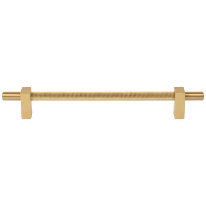 96 mm Center-to-Center Satin Nickel Larkin 3 Knurled Center Cabinet Bar Pull