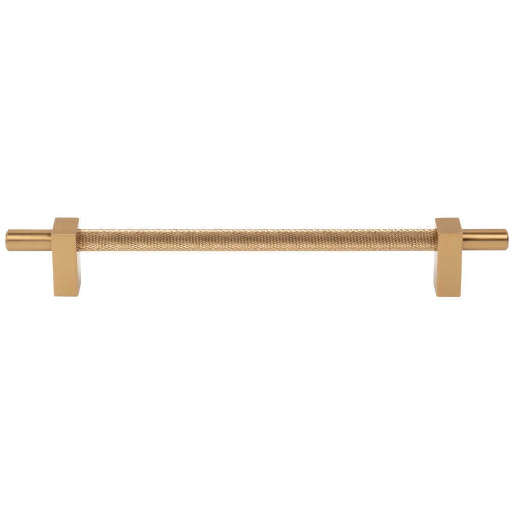 96 mm Center-to-Center Satin Nickel Larkin 3 Knurled Center Cabinet Bar Pull