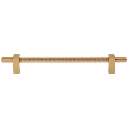 96 mm Center-to-Center Satin Nickel Larkin 3 Knurled Center Cabinet Bar Pull