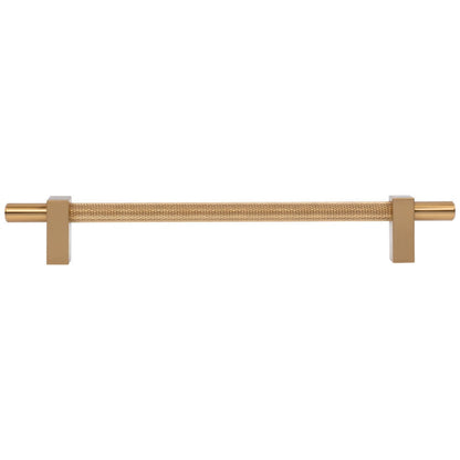 96 mm Center-to-Center Satin Nickel Larkin 3 Knurled Center Cabinet Bar Pull