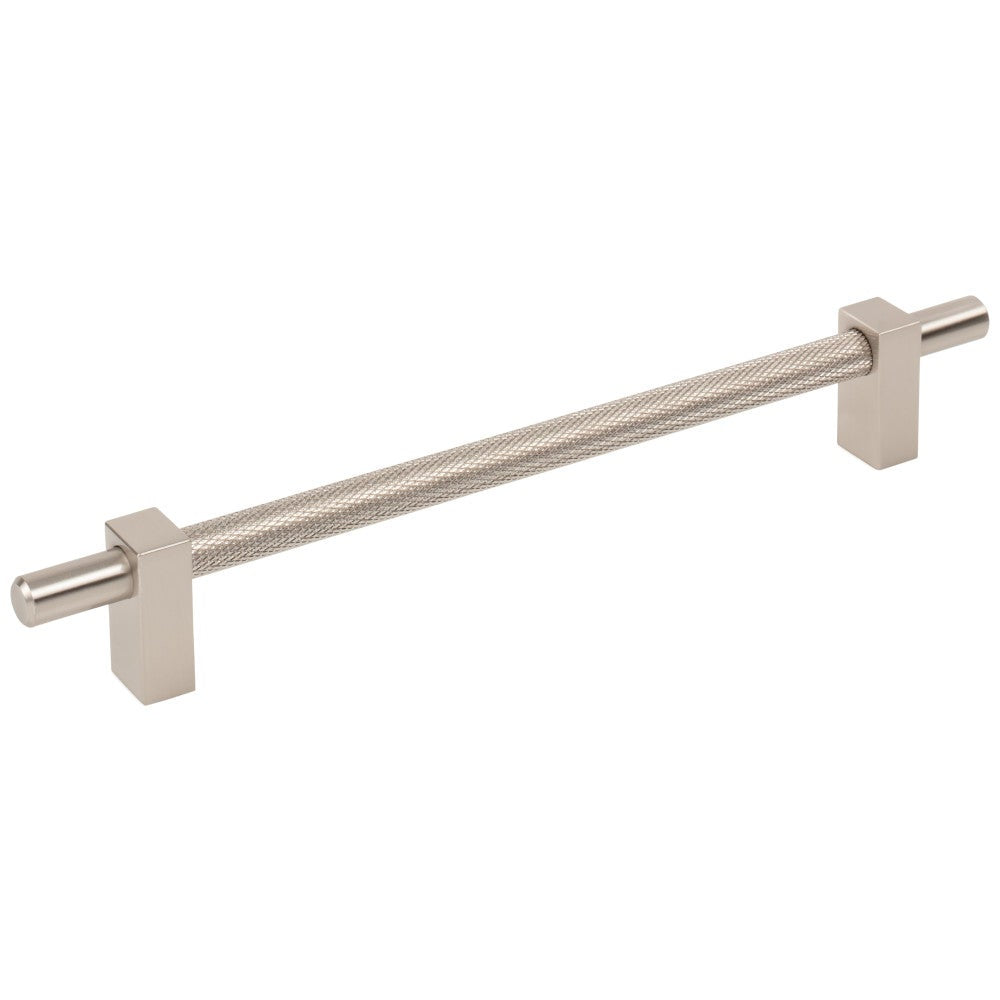 96 mm Center-to-Center Satin Nickel Larkin 3 Knurled Center Cabinet Bar Pull