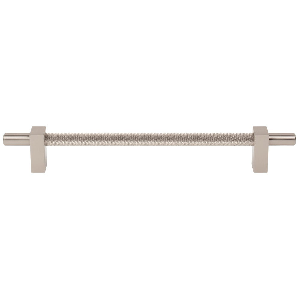 96 mm Center-to-Center Satin Nickel Larkin 3 Knurled Center Cabinet Bar Pull