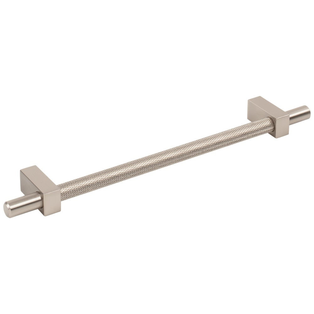 96 mm Center-to-Center Satin Nickel Larkin 3 Knurled Center Cabinet Bar Pull