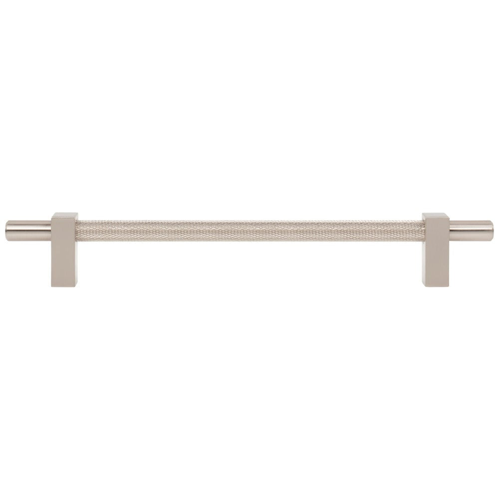 96 mm Center-to-Center Satin Nickel Larkin 3 Knurled Center Cabinet Bar Pull