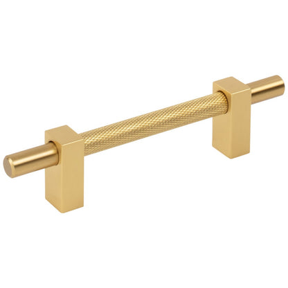 96 mm Center-to-Center Satin Nickel Larkin 3 Knurled Center Cabinet Bar Pull