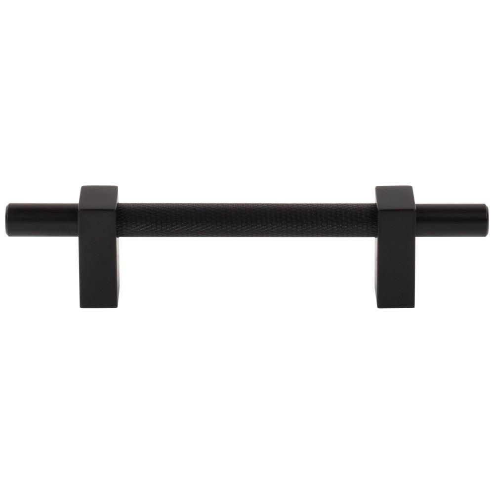 96 mm Center-to-Center Satin Nickel Larkin 3 Knurled Center Cabinet Bar Pull