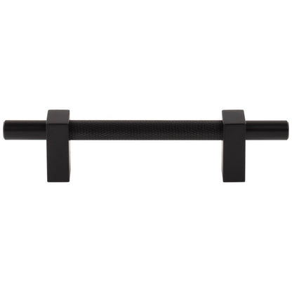 96 mm Center-to-Center Satin Nickel Larkin 3 Knurled Center Cabinet Bar Pull
