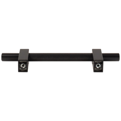 96 mm Center-to-Center Satin Nickel Larkin 3 Knurled Center Cabinet Bar Pull