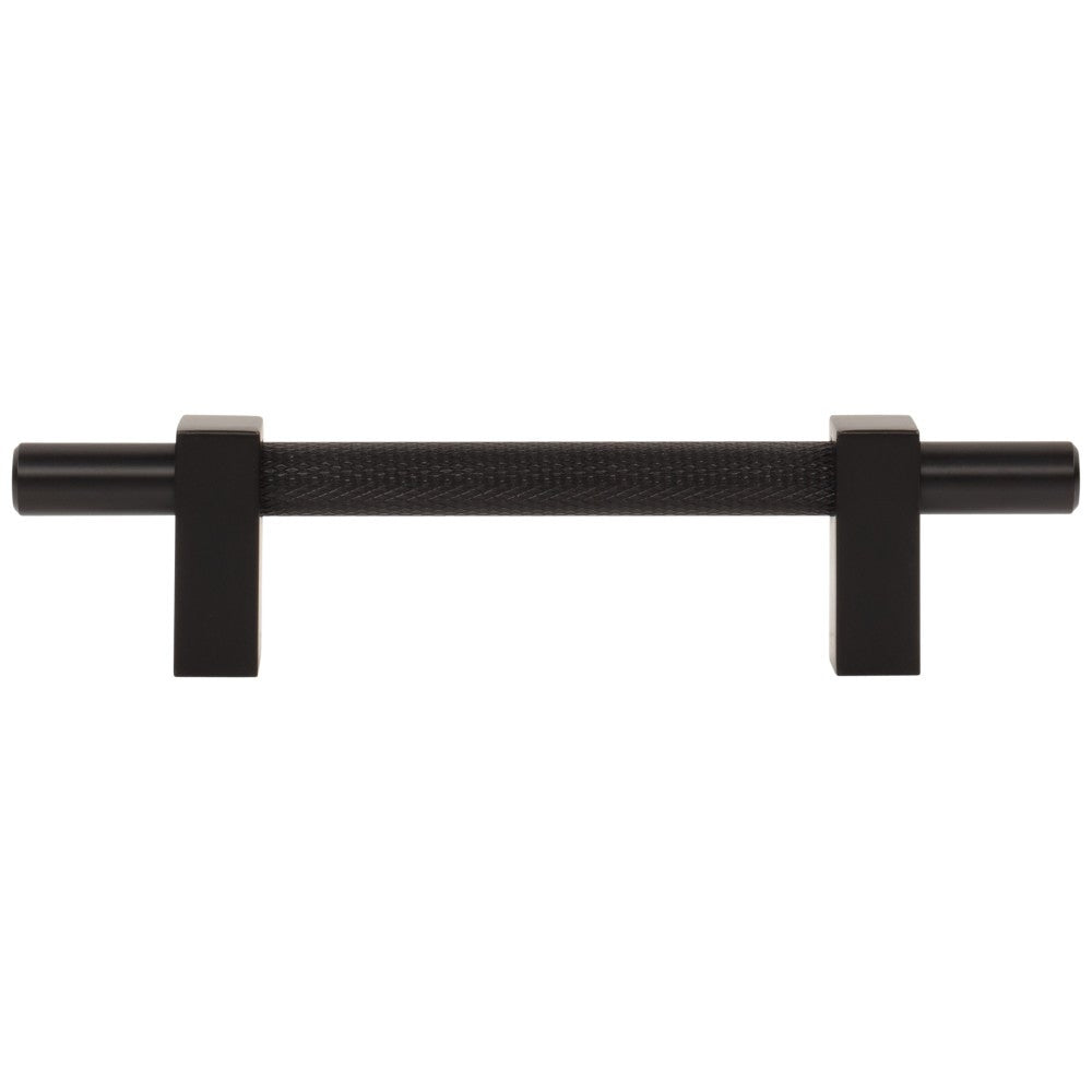 96 mm Center-to-Center Satin Nickel Larkin 3 Knurled Center Cabinet Bar Pull