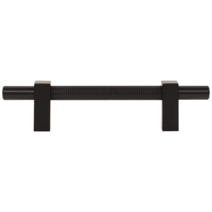 96 mm Center-to-Center Satin Nickel Larkin 3 Knurled Center Cabinet Bar Pull