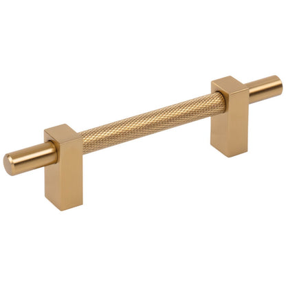 96 mm Center-to-Center Satin Nickel Larkin 3 Knurled Center Cabinet Bar Pull