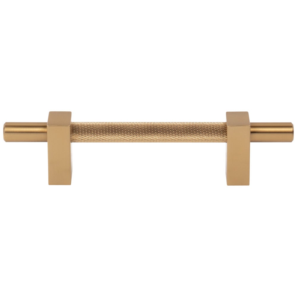 96 mm Center-to-Center Satin Nickel Larkin 3 Knurled Center Cabinet Bar Pull