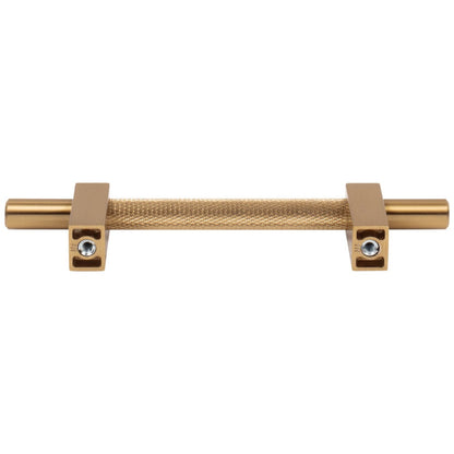 96 mm Center-to-Center Satin Nickel Larkin 3 Knurled Center Cabinet Bar Pull