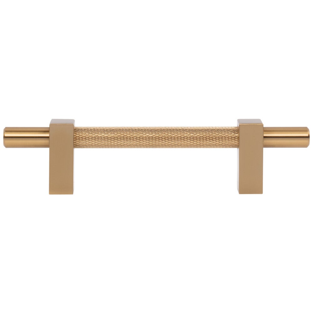 96 mm Center-to-Center Satin Nickel Larkin 3 Knurled Center Cabinet Bar Pull