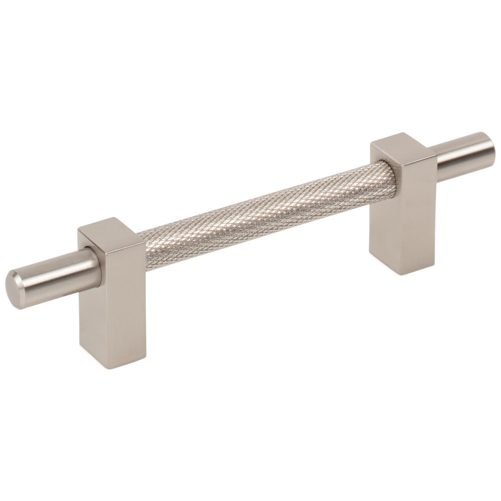 96 mm Center-to-Center Satin Nickel Larkin 3 Knurled Center Cabinet Bar Pull