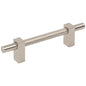 96 mm Center-to-Center Satin Nickel Larkin 3 Knurled Center Cabinet Bar Pull