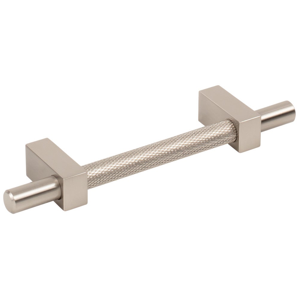 96 mm Center-to-Center Satin Nickel Larkin 3 Knurled Center Cabinet Bar Pull