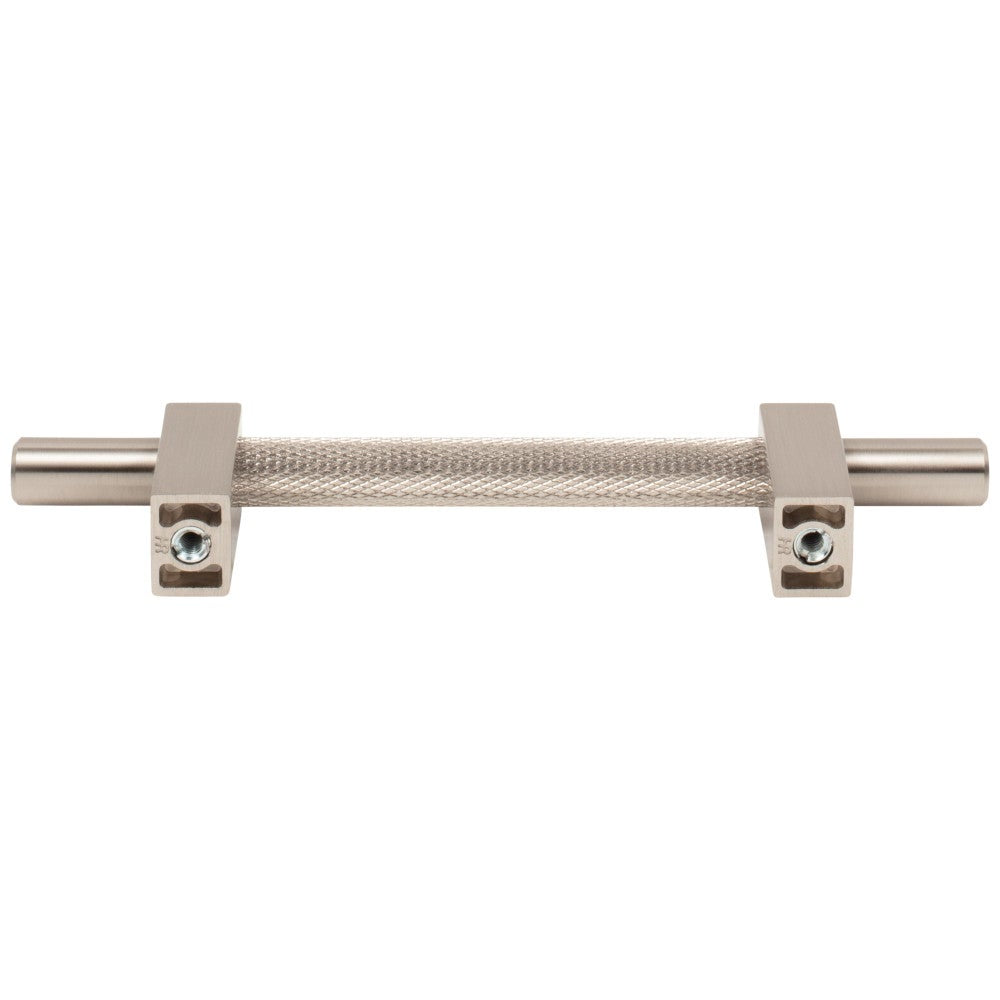 96 mm Center-to-Center Satin Nickel Larkin 3 Knurled Center Cabinet Bar Pull