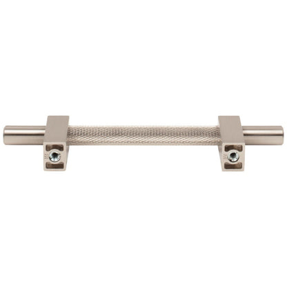 96 mm Center-to-Center Satin Nickel Larkin 3 Knurled Center Cabinet Bar Pull