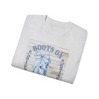Western Song Cowboy Women's T-Shirt, Boots Graphic T-Shirt, Rural Lifestyle Top, Country Music Concert Apparel, Vintage Ranch Style Shirt