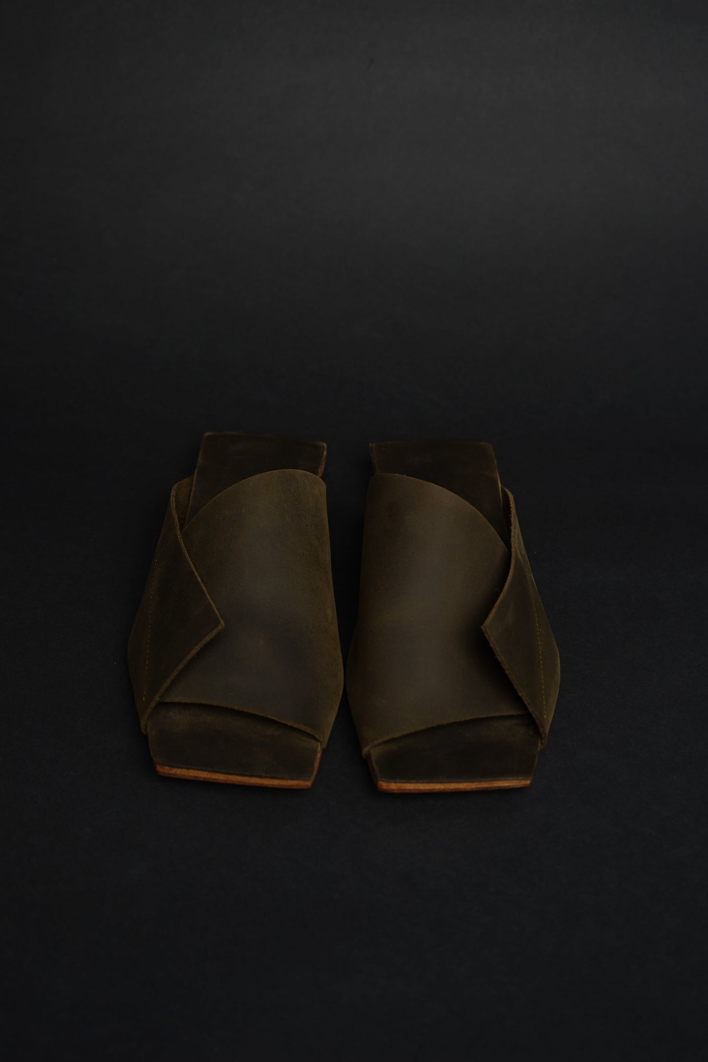 Amos Handcrafted Olive Leather Slides