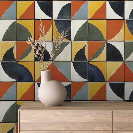Terracotta Sunset Geometric Tiles