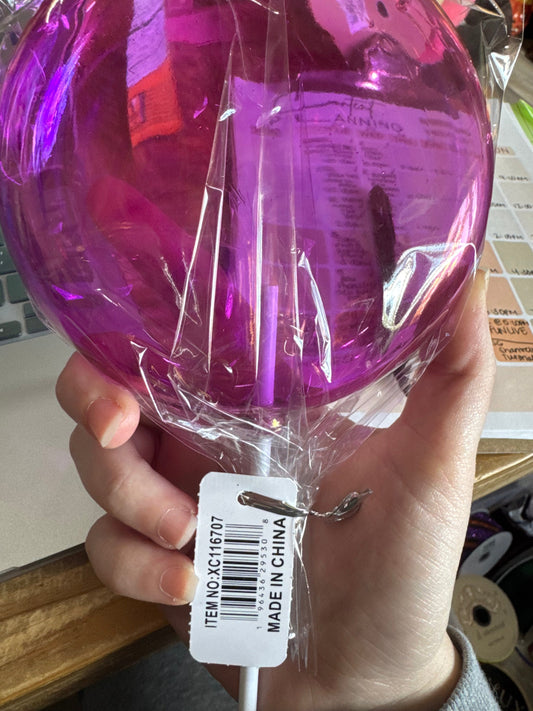 120MM IRID LOLLIPOP W/STICK, 11.75"OAL CLEAR IRID FUCHSIA