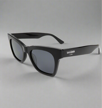 WO|MN Bold and sleek high quality square acetate frame sunglasses- black