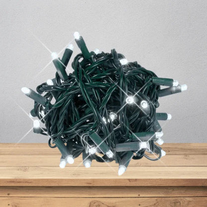 LED Mini Lights 5MM Cool White Twinkle Green Wire  6" Spacing