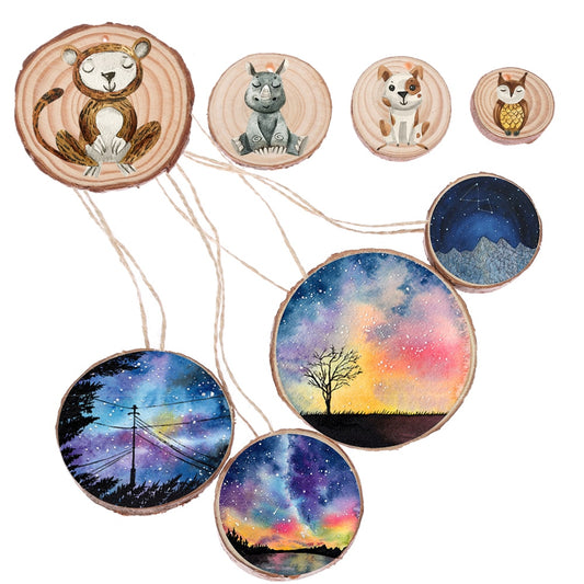 5PCS Natural Wooden Ornament Scrapbooking Wood