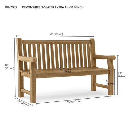 Devonshire 3-Seater Extra Thick Bench