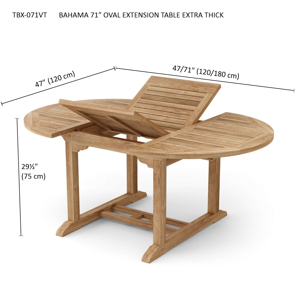 Bahama 71" Oval Extension Table Extra Thick