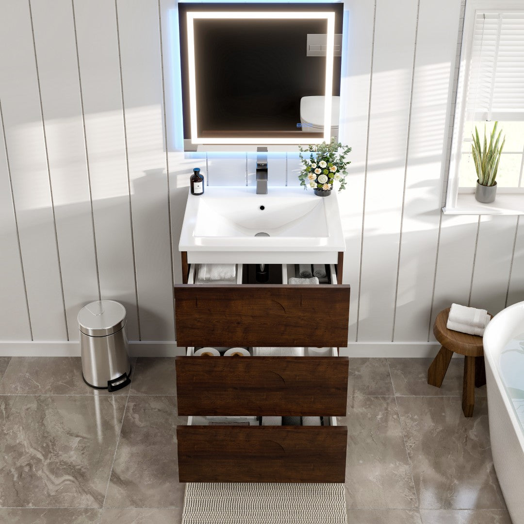 Eviva Joy Bath Vanity with Porcelain Top and Integrated Sink (24"-40")