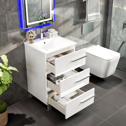 Eviva Deluxe Bath Vanity with Porcelain Top and Integrated Sink (20"-32")