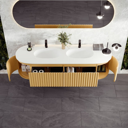 Eviva Haven Wall Mount Bath Vanity with Solid Surface Top and Integrated Sink (39"-71")