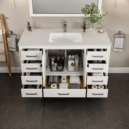 Eviva London Bath Vanity with Carrara Quartz Top and Undermount Porcelain Sink (20"-60")