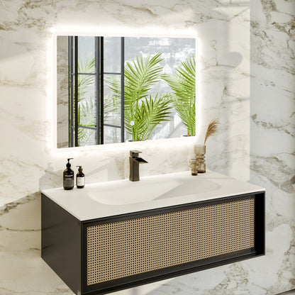 Eviva Nets Wall Mount Bath Vanity with Solid Surface Top and Integrated Sink (32"-44")