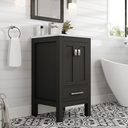 Eviva London Bath Vanity with Carrara Quartz Top and Undermount Porcelain Sink (20"-60")