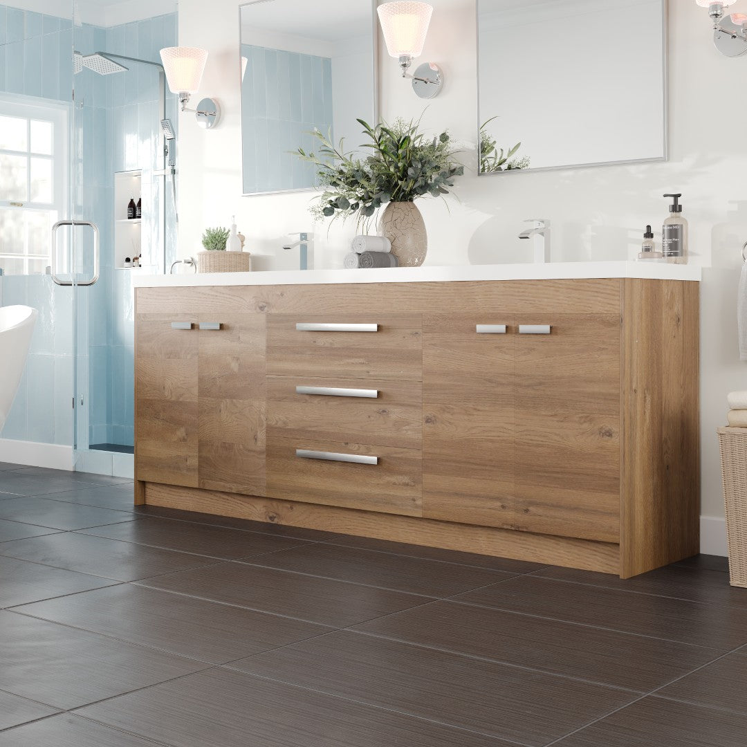 Eviva Lugano Bath Vanity with Acrylic Top and Integrated Sink (24"-84")