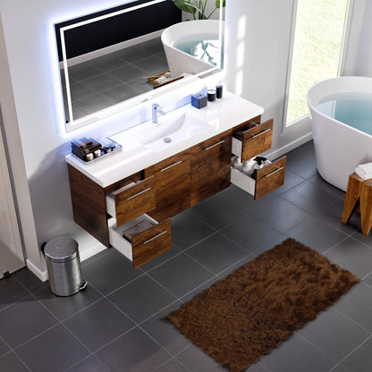 Eviva Axel Wall Mount Bath Vanity with Acrylic Top and Integrated Sink