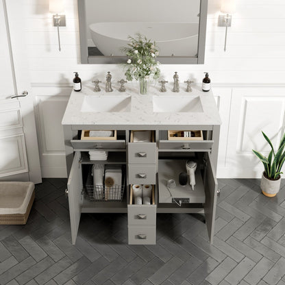 Eviva Artemis Bath Vanity with Engineered Stone Top & Undermount Porcelain Sink (42"-72")