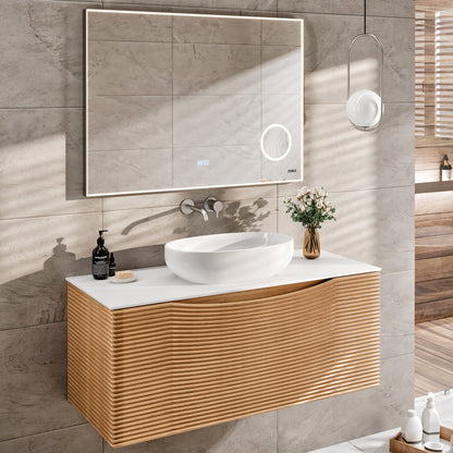 Eviva Leah Wall Mount Bath Vanity with Solid Surface Top and Integrated Sink (32"-39")