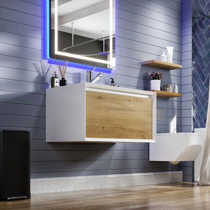 Eviva Venice Wall Mount Bath Vanity with Acrylic Top and Integrated Sink